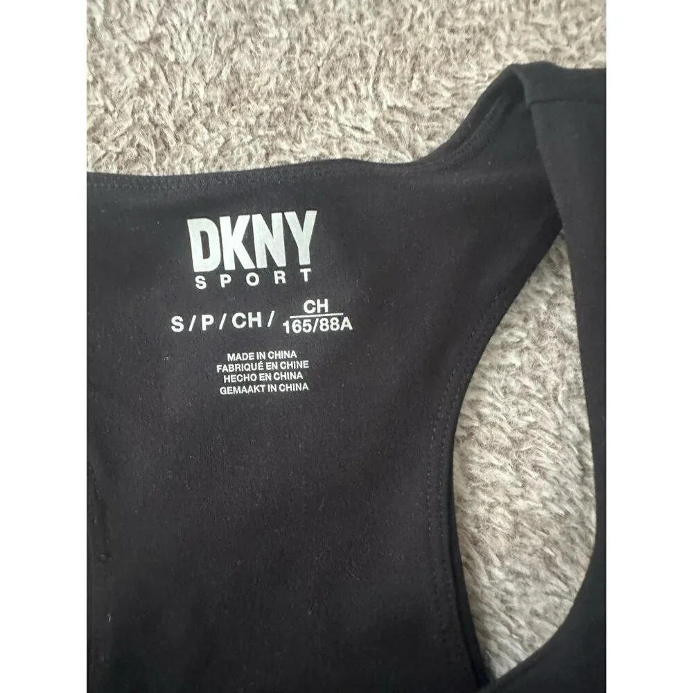 DKNY Sport Balance Compression Logo Racerback Sports Bra Women's Black New